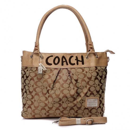 Coach Logo Monogram Large Khaki Totes BMG | Women - Click Image to Close